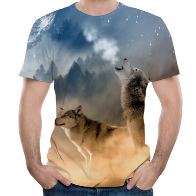 

2018 Summer New Wolf Men\s 3D Printed Short-Sleeved T-shirt