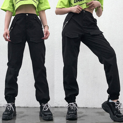 

Tailored Women Pants Pockets Paneled Casual Hip-Hop Harem Pants Stitching Trousers