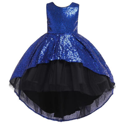 

Sequins Dress Irregular Sleeveless O-neck Children Mesh Princess Dresses