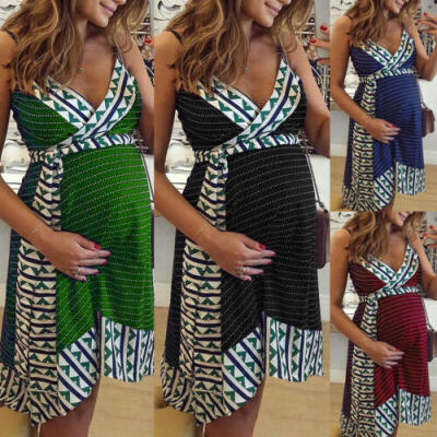 

Fashion Women Ladies Floral Mini Sling Dress Maternity Pregnant Dresses Sundress