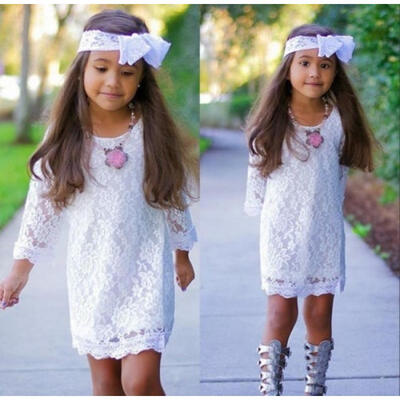 

New Fashion Trend Kids Baby Girls Princess Flower Tutu Lace Dress Skirt 2-11Y