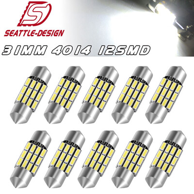 

10x High Power White 31mm 12smd Festoon LED Dome Map License Interior Light Bulb