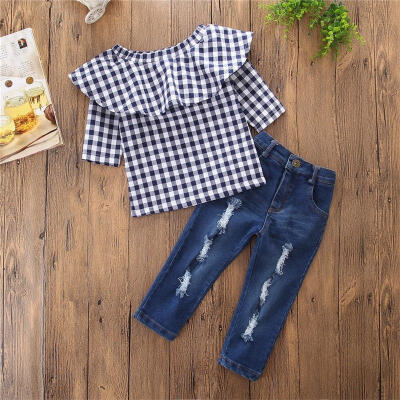 

2PCS Toddler Kids Baby Girls Clothes T-shirt TopsDenim Jeans Pants Outfits Set