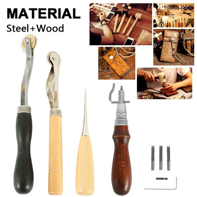 

59Pcs Leather Craft DIY Hand Stitching Sewing Tool Set Thread Awl Waxed Thimble Kit
