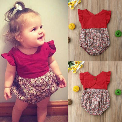 

2US Newborn Baby Girl Summer Floral Romper Bodysuit Jumpsuit Outfit Sunsuit