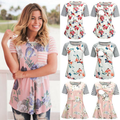 

US Fashion Pregnant Maternity Clothes Nursing Tops Mom Breastfeeding T-Shirt Top