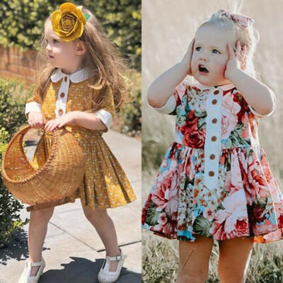 

Summer Clothes Kids Baby Girls Party Flower Dress Princess Sundress Casual Skirt