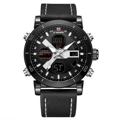 

NAVIFORCE 9132 Waterproof Sports Mens Quartz Wristwatch Watch With Leather Strap