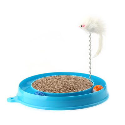 

Cat Corrugated Paper Bell Mouse Disc Pet Spring Feathers Scratch Board Toy