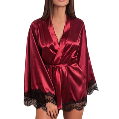 

Toponeto Women Satin Nightdress Silk Lace Lingerie Nightgown Sleepwear Sexy Robe