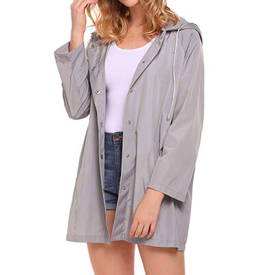 

〖Follure〗Womens Lightweight Raincoat Hooded Button Waterproof Active Outdoor Jacket