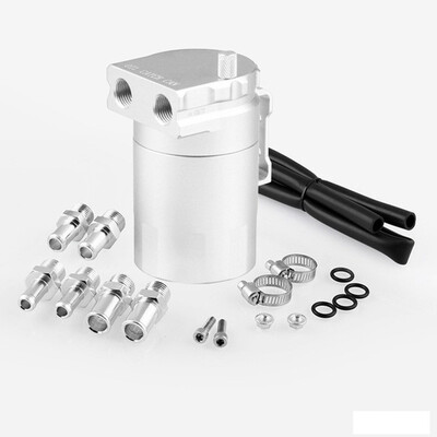 

Universal Baffled Aluminum Oil Catch Can Reservoir Tank Oil Tank with 9mm&15mm Fittings&Oil Dipstick OCC024 Oil Filter