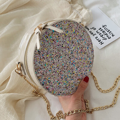 

Ins Super Fire Sequin Pack Women 2019 New Korean Joker shoulder bag slung fashion small round bag