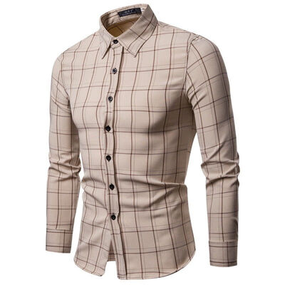 

SUNSIOM Mens Button Up Plaid Casual Shirts Slim Fit Long Sleeve Dress Shirts Tops