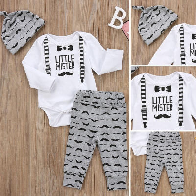 

3PCS Set Baby Boys Romper Jumpsuit Bodysuit Pants Trousers Clothes Outfits