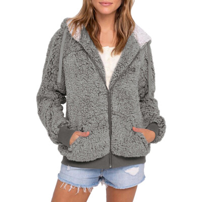 

Roseonmyhand Women Plus Size Casual Pocket Hooded Parka Outwear Cardigan Sweater Coat