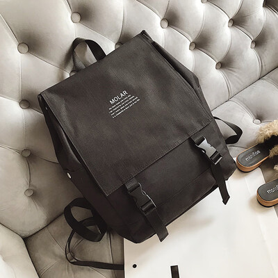 

Double shoulder bag male Korean version of campus canvas printing backpack retro British style college student couple trendy backp