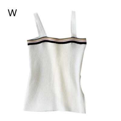 

Korean Style Novel Fashion Fresh Trends Solid Color Knitted Striped Slim Camisole