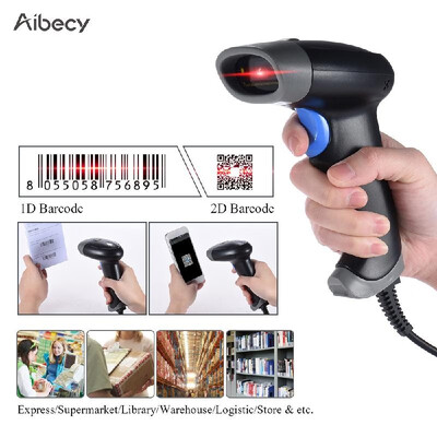 

Aibecy 2D QR 1D USB Barcode Scanner CCD Red Light PDF417 Screen Scanning Bar Code Reader Support Multiple Language for Wechat Alip