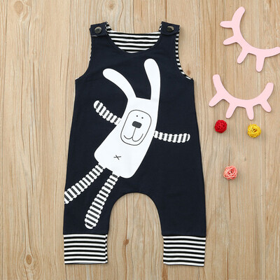 

Newborn Kid Baby Boy Cartoon Print Romper Jumpsuit Sunsuit Striped Outfit Summer