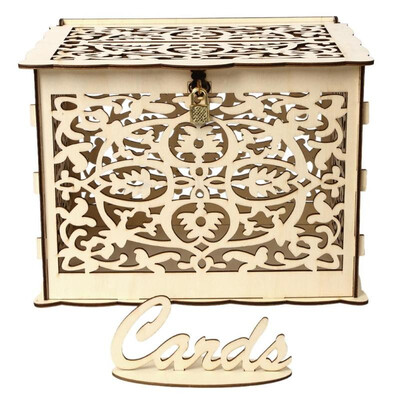 

Wood Gift Case Money Box DIY Wedding Birthday Party Card Holder Container