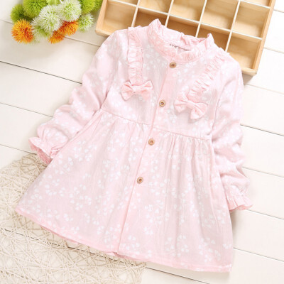 

Kids Girls Casual Long Sleeve Princess Costume Baby Floral Print Children Cotton Princess Dresses