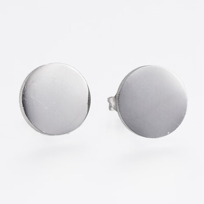 

304 Stainless Steel Stud Earrings Flat Round Stainless Steel Color 10x1mm Pin 08mm