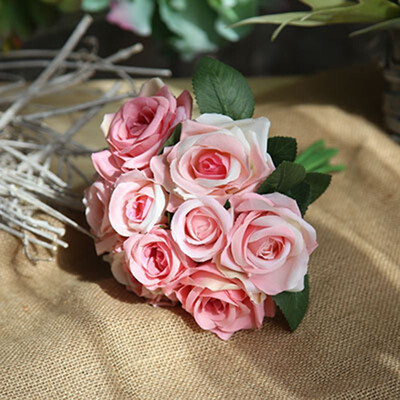 

FUNNYBUNNY Artificial Fake Flowers Silk Artificial Roses 9 Heads Bridal Wedding Bouquet for Home Garden Party Wedding Decoration