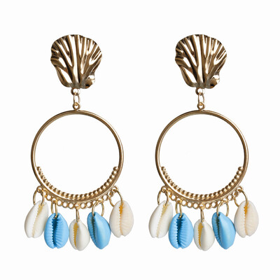 

EK724 Hyperbole Big Circle Dangle Earrings for Women Bohemian Sea Shell Drop Earrings Round Summer Dress Jewelry Wholesale