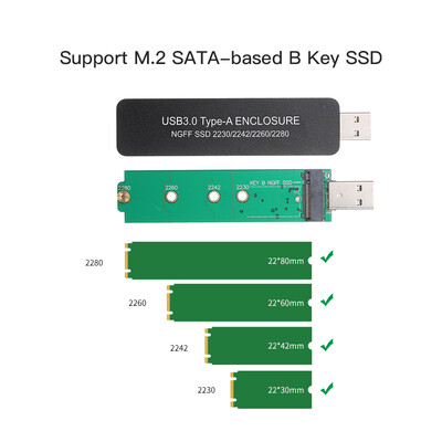 

USB30 Type-A NGFFM2 SSD Enclosure 5Gbps Faster Data Transfer Portable External Solid State Drive Support 2230224222602280