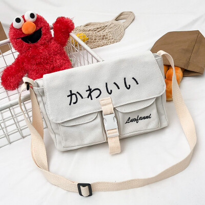 

Ins bags canvas bags ladiesdiagonal bags ancient feelings Korean version of one-shoulder Japanese canvas bags for girls unde