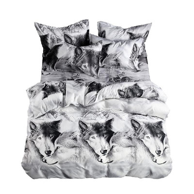 

4pcsset 3D Wolf Printed Pattern Bedding Set Bedclothes Comforter Cover Bed Sheet Pillowcase