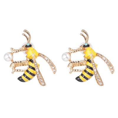 

2019 new arrival fashion BEE Stud Earrings for Women Gold Color bee Statement Earrings Lady Jewelry Female Bijoux