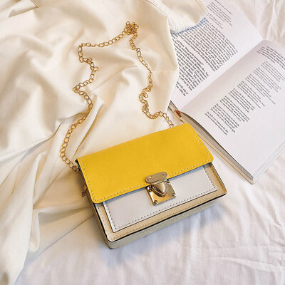 

Simple&versatile shoulder bag 2019 new Sen temperament contrast color small square bag female fashion casual chain Messenger bag