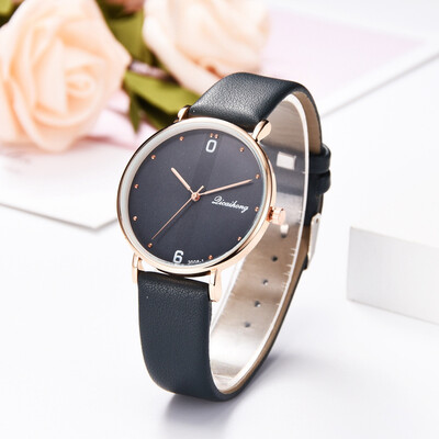 

Gobestart Fashion Casual Without Scale Striped Dial Leather Strap Mens Quartz Watch