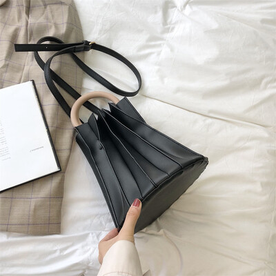 

Tailored Women Retro Pure Color Leather Bouffant Tote Bag Handbag Messenger Bag Beach bag
