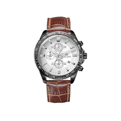 

MEGIR Fashion Sport Genuine Leather Men Watches Quartz Luminous 3ATM Water-resistant Man Wristwatch Relogio Musculino Stopwatch Mi