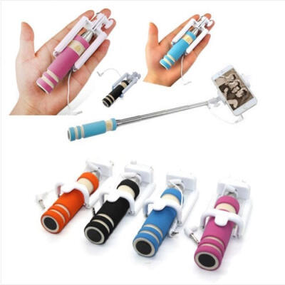 

Mini Extendable Foldable Wired Monopod Selfie Stick Holder for IOS Android Mobile Phone Multicolor