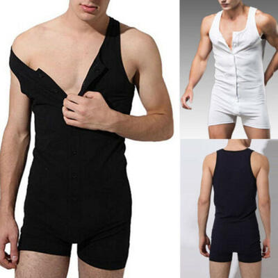 

Men Leotard Bodysuit Sportswear Underwear Fitness Gym Singlet Sleeveless Suit UK