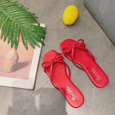 

Summer Butterfly-knot Slippers Soft-soled Flat-soled Slippers Women Korean Edition Leisure Fashion Simple Chic Slippers