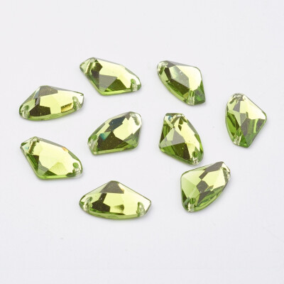 

Sew on Rhinestone Taiwan Acrylic Rhinestone Two Holes Garments Accessories Faceted Triangle LawnGreen 14x9x3mm Hole 1mm