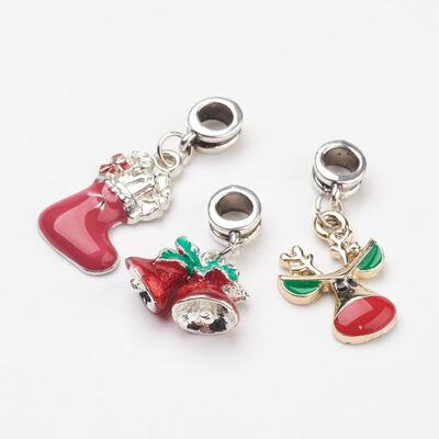

Tibetan Style Alloy European Dangle Beads with Christmas Alloy Enamel Pendants Mixed Shape Mixed Color 2535x1517x375mm