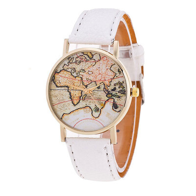 

New Womens Watch Bracelets World Map Love Leather Band Analog Quartz Vogue Wrist Watches Brand New High Quality Luxury Watch F