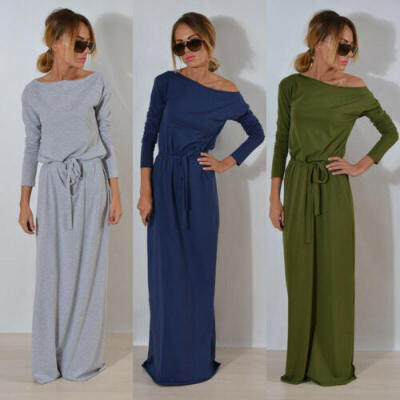 

US Ladies Long Sleeve Boho Women Party Bodycon Maxi Dress Clothing Plus Size