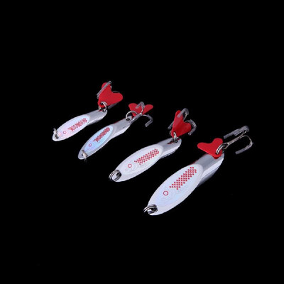 

Lixada 4Pcs 9121524g Fishing Spoon Lure Sequin Paillette Metal Hard Bait Hook Red Scale Tackle Silver