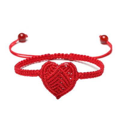 

Love red rope hand-woven bracelet heart-shaped couple models bracelets
