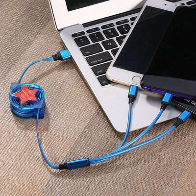 

3-in-1 Charge Cable Retractable Type C Micro USB Lightning Cord