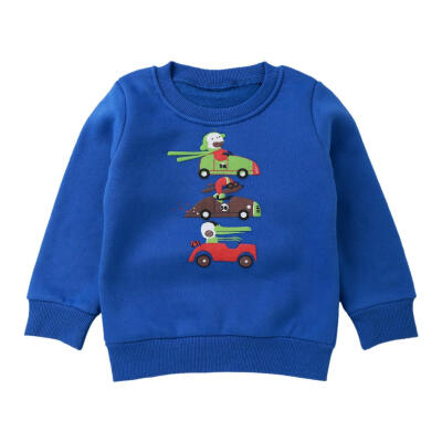 

Fashion Thick Long Sleeve Cartoon Car O-Neck Sweatshirt Boys Kids Clothes