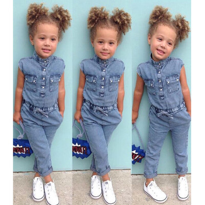 

Toddler Kids Baby Girl Denim Romper Jumpsuits Playsuit Outfits Clothes