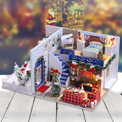 

Gotoamei Wooden DIY Miniature House Furniture LED House Decorate Creative Christmas Gifts
